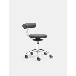 Lffler AOGO Drehhocker mit ERGO-TOP und Rckenbgel, Stoff anthrazit, Sitzhhe 46-57 cm