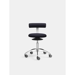 Lffler AOGO Drehhocker mit ERGO-TOP und Rckenbgel, Stoff schwarz, Sitzhhe 46-57 cm