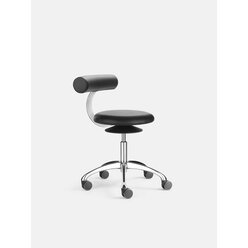 Lffler AOGO Drehhocker mit ERGO-TOP und Rckenbgel, Kunstleder schwarz, Sitzhhe 46-57 cm