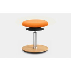 Löffler ERGO TOP Hocker 32-39 cm, Stoff orange mit Bodenwippe Buche natur, Sitzfläche 30 cm für Kinder