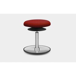 Lffler ERGO TOP Hocker 42-57 cm, Kunstleder rot mit Bodenwippe Aluminium poliert, Sitzflche 30 cm, Gasfeder Alu poliert