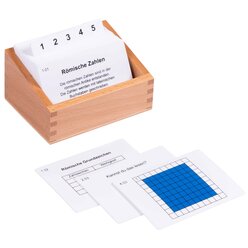 Kasten mit Aufgabenkarten zu den r�mischen Ziffern, ab 7 Jahre
