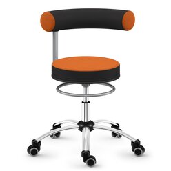 Sanus Gesundheitsstuhl 36-43 cm, Stoff orange/schwarz, Rollen mit Feststeller