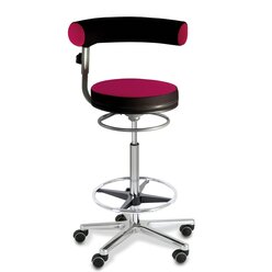 Sanus-Hochstuhl, Sitzhhe 63-89 cm, Lehne hhenverstellbar, Stoff schwarz/pink, mit Rollstopp