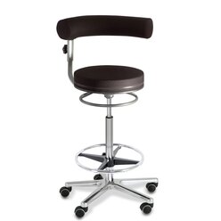 Sanus-Hochstuhl, Sitzhhe 63-89 cm, Lehne hhenverstellbar, Kunstleder schwarz, Rollstopp