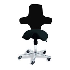 Sanus Brostuhl Variowip Sattel, Sitzhhe 37-44 cm, Leder, schwarz, mit Rollstopp