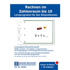 Stpselkarten Rechnen +, - bis 10