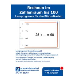 Stpselkarten Rechnen +, - bis 100