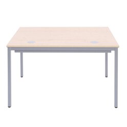 EDV-Tisch mit Blechkanal, 80x80 cm, Dekor grau, Stahlfarbe weialuminium, Kunststoffgleiter ohne Lasche