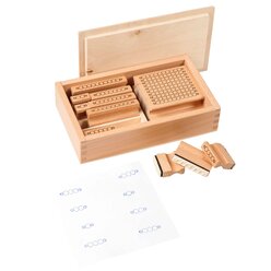 Stempel mit Farbigen Perlenstbchen, 11 Stck in Holzbox