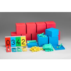 Dezimalmaterial 194 Teile aus RE-Plastic°, Klassensatz mit 9 Tausenderwürfel