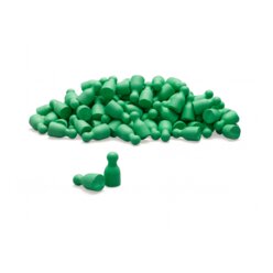 Satz aus 100 Spielfiguren in grn, verpackt im Karton.