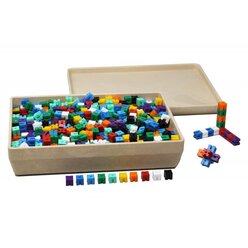 1000 Steckgewichtswrfel in 10 Farben, allseitig steckbar, in RE-Wood Box