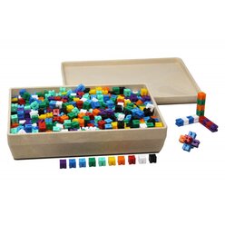 1000 Steckgewichtswrfel in 10 Farben, allseitig steckbar, in RE-Wood Box