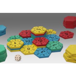 Mathespiel Zahlenburg Hexagon aus RE-Wood, ab 6 Jahren