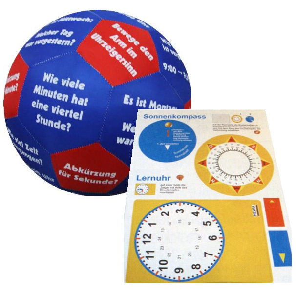 Aktions Set Lernspielball O 35cm Inkl Gratis Bastelbogen Lernuhr Von Prodesign Spielundlern