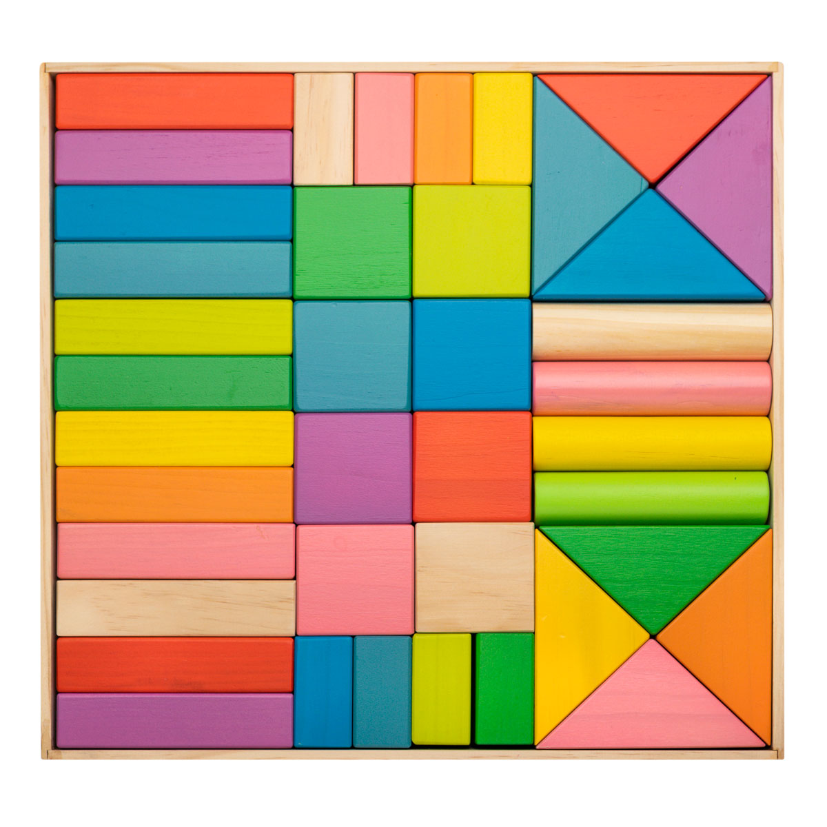 Holzbausteine-Set, bunt, 45-teilig
