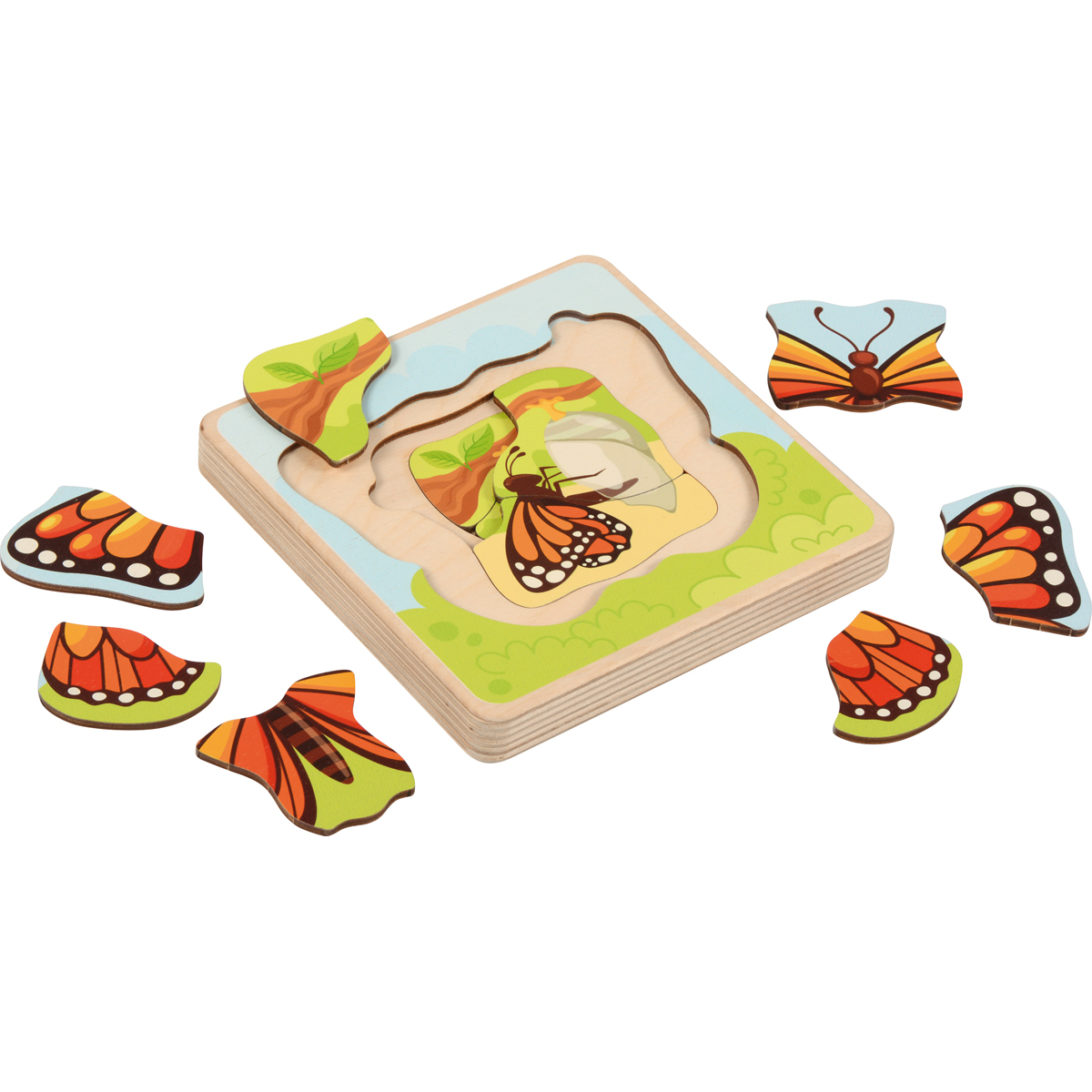 Lebenszyklen Puzzle Schmetterling, 5 Schichten, 17 x 17 cm, ab 3 Jahre
