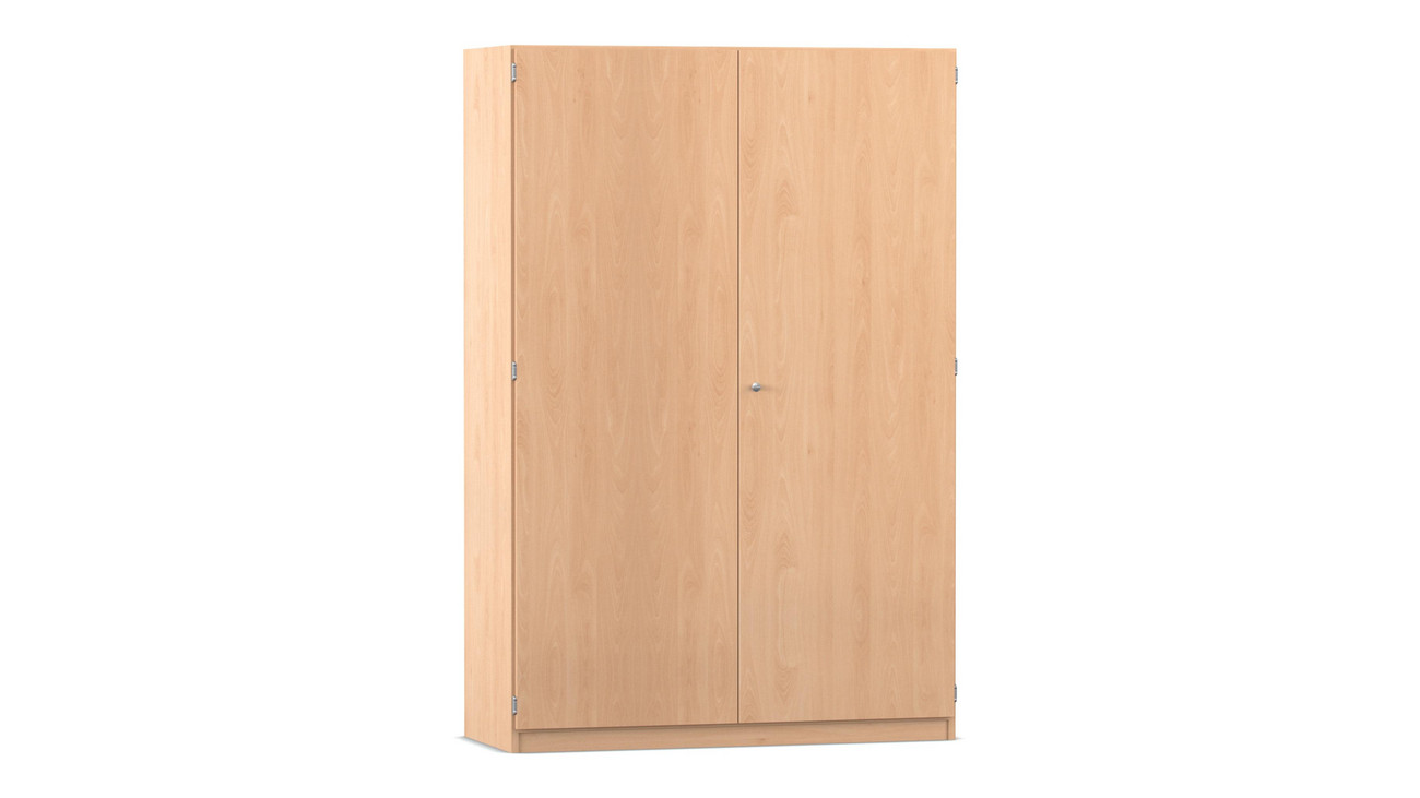 Flexeo® Garderobenschrank mit einer Garderobe und 6 Fächern, Buche hell, 50 cm Tiefe, Bogengriff mit Schloss