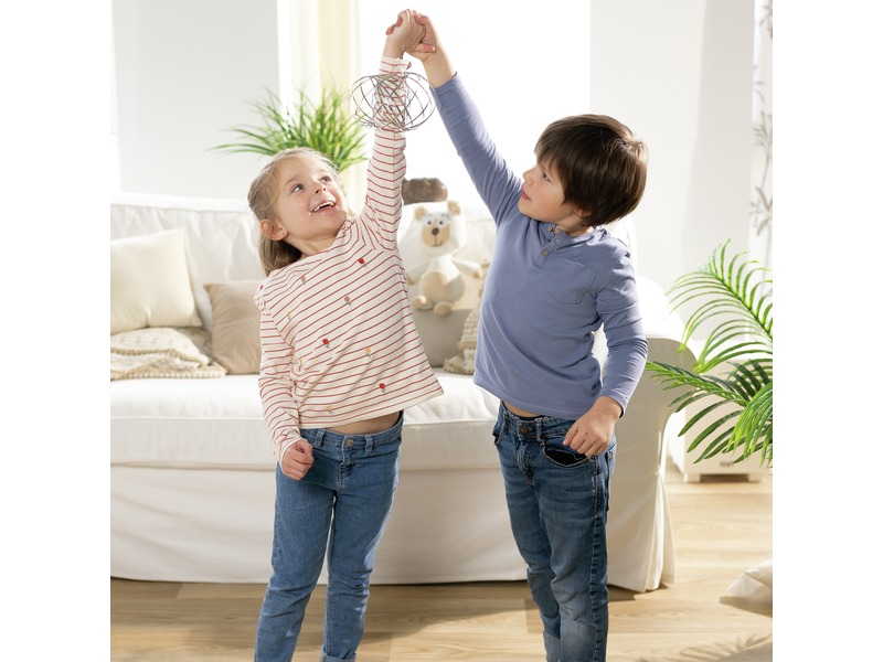 Intorus für Kinder, Bewegungsset mit 2 Tori und Silikonseil, ab 3 Jahren, silber
