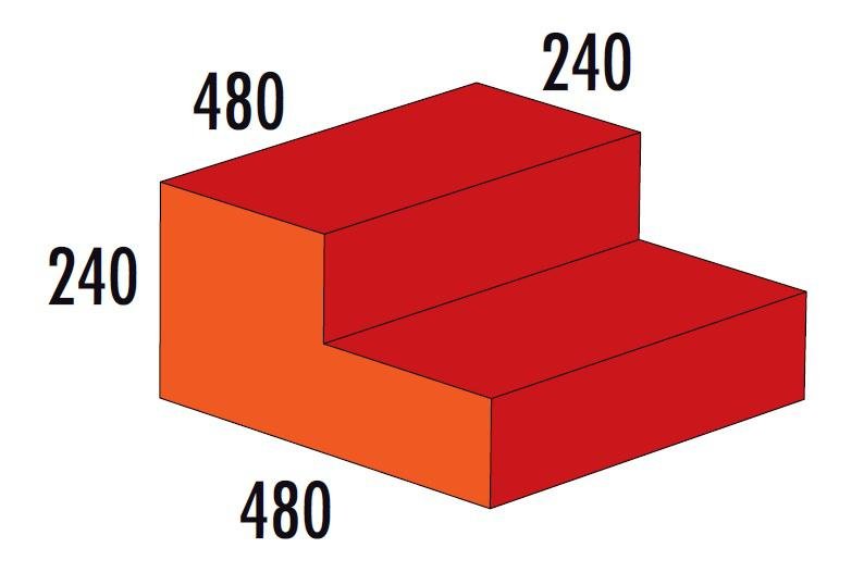 Treppe 2- stufig MEDI rot/orange, 2-4 Jahre