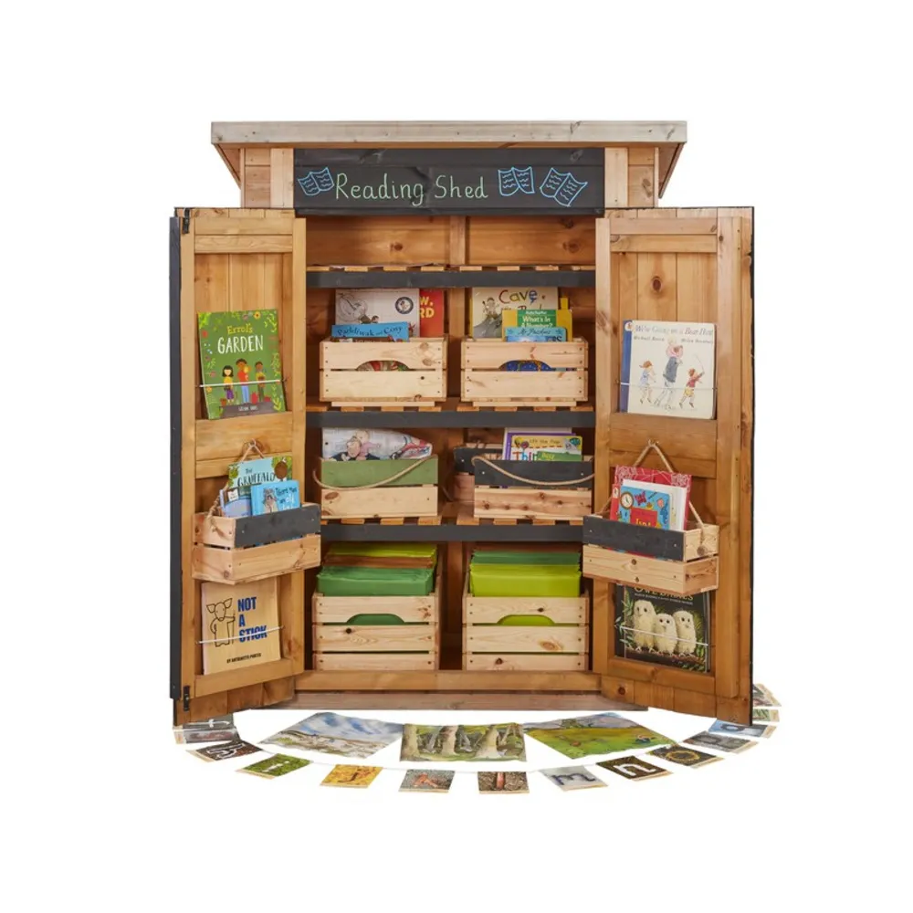 Bücherhäuschen, mit Regalböden, aus Holz, Outdoor
