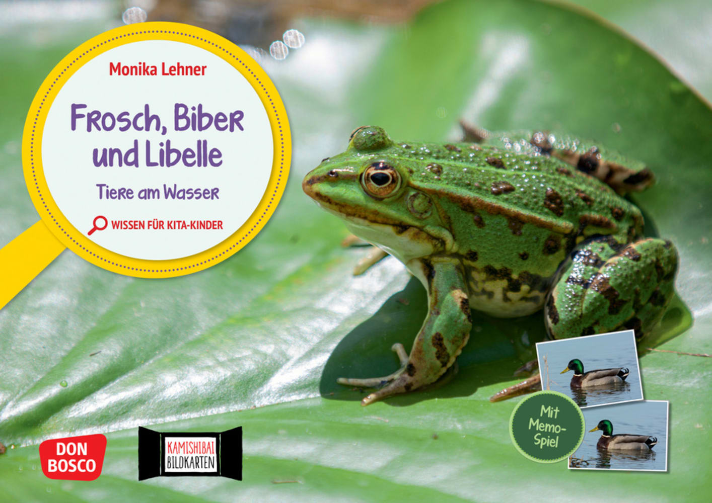 Frosch, Biber und Libelle. Tiere am Wasser. Kamishibai Bildkarten und Memo-Spiel, ab 3 Jahre