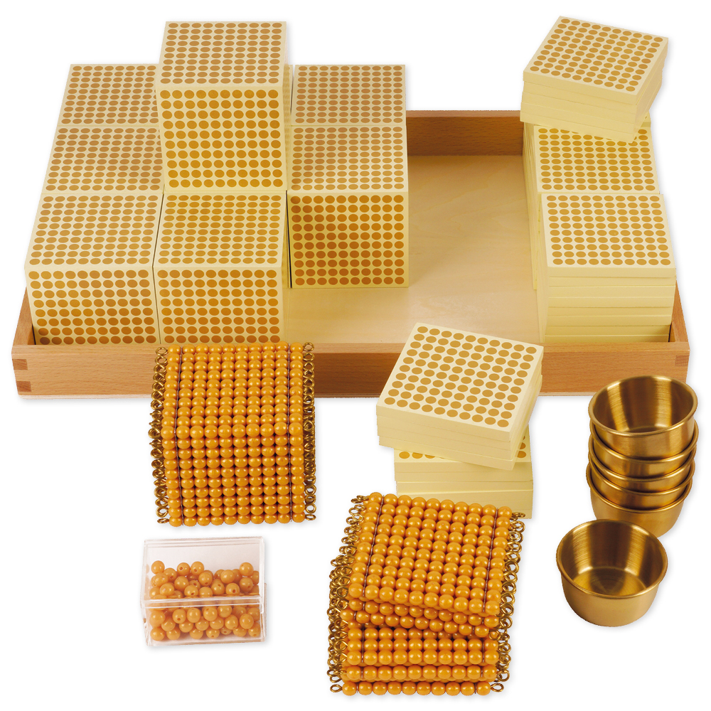 Montessori Goldenes Perlenmaterial, Komplettsatz aus Kunststoff