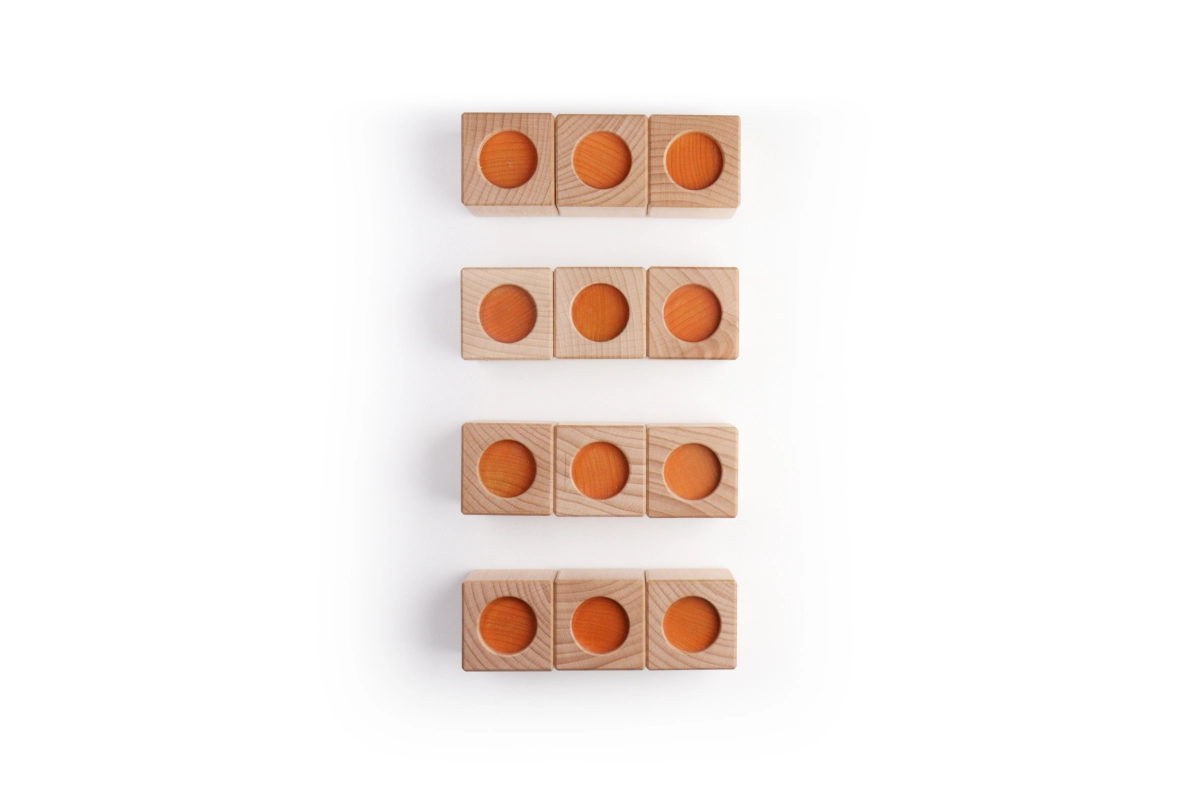 Drück-Memo - aus Buchenholz, Sinnesspielzeug, ab 36 Monaten