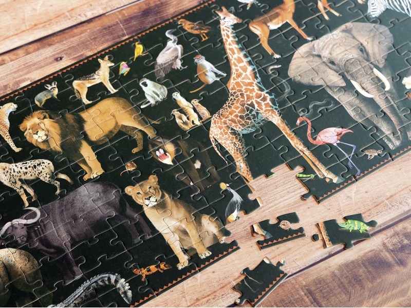 Puzzle Bedrohte Tiere Savanne zum Thema Artenschutz, ab 6 Jahren