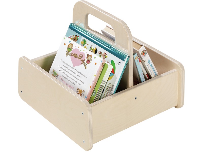 Aufbewahrungskorb Up aus Holz zum Transport von Büchern, natur