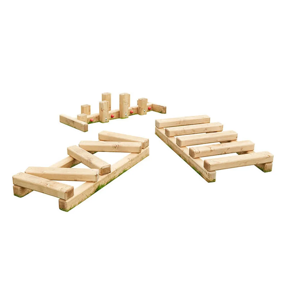 Balancier-Set, aus Holz, 3-teilig, Outdoor