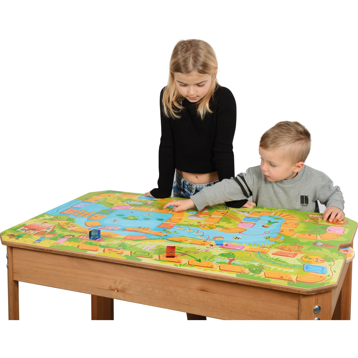Spieltisch Abenteuer am Fluss, Leiterspiel für bis zu 6 Kinder, 101 x 62 x 66 cm