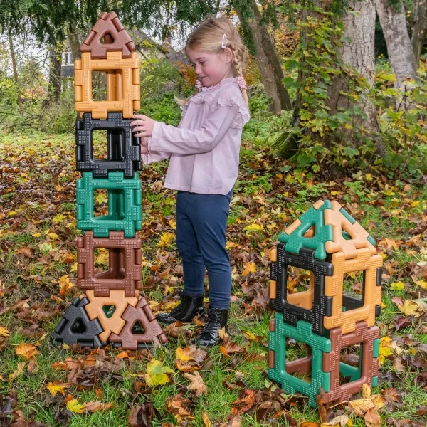 Große Steckblumen, Giant Polydron Octoplay, Starterset, Natural Colors, 21 Teile, aus Recyclingkunststoff, für Kinder