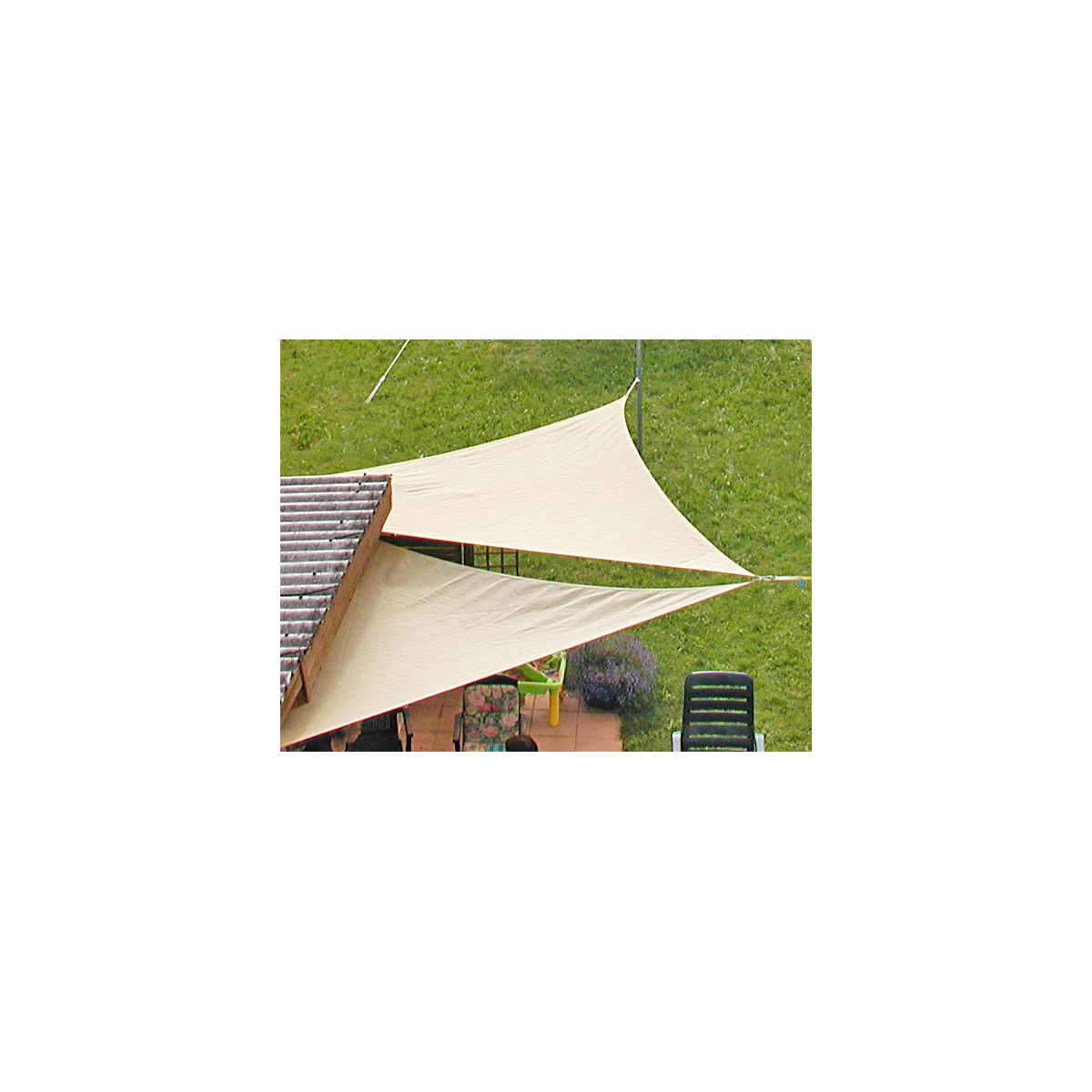Sonnensegel, weiß, 5 x 5 x 5 m, dreieckig, 90% UV-Schutz