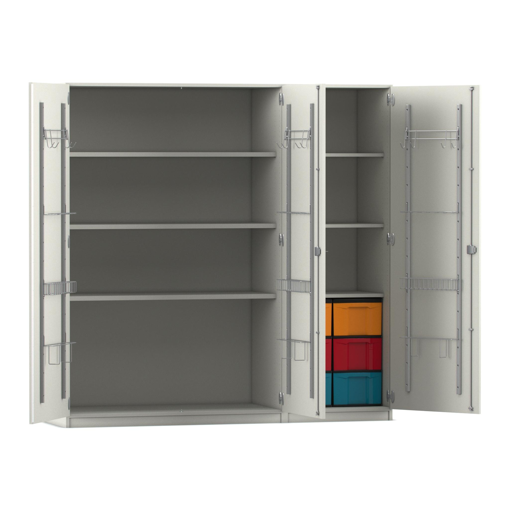 Flexeo Musikschrank Dekor weiß, HxBxT: 190 x 190,5 x 60 cm, 6 große Boxen bunt, Dreholive