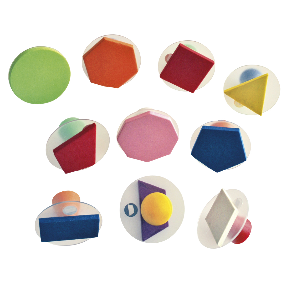 Riesenstempel geometrische Formen 10er Set, 7,5 cm Ø, Fläche oder Kontur