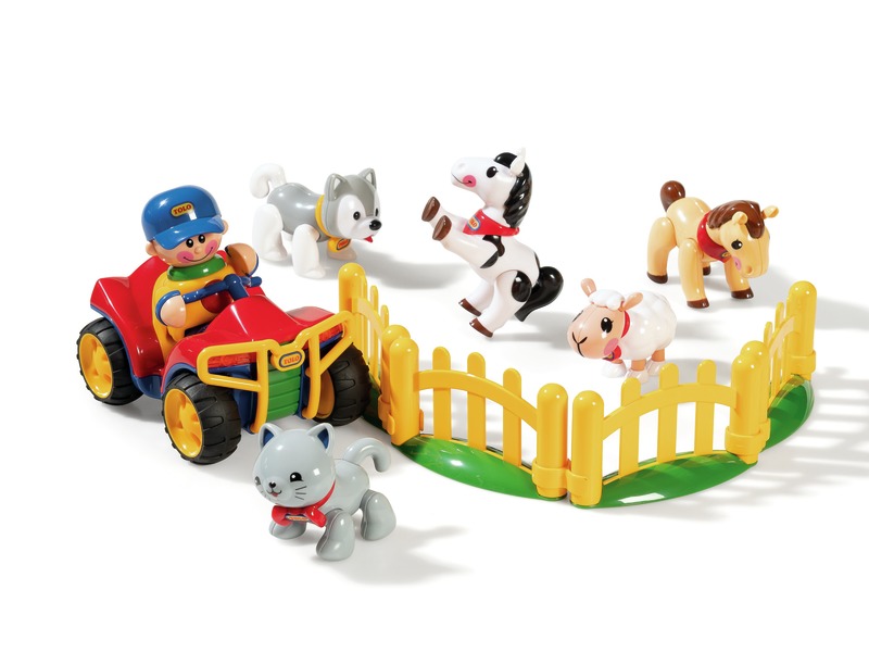 Spielfiguren Quad mit Tieren, Figur und 4 Absperrungen, ab 1 Jahr
