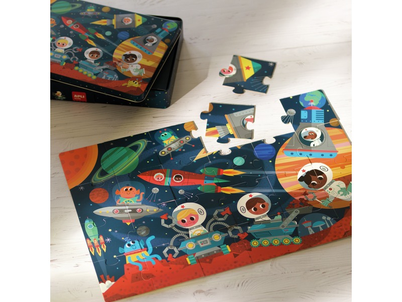 Puzzle Weltraum in Metallbox, 24 Teile, ab 3 Jahren
