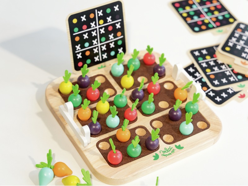 Gemüsegarten-Sudoku aus Holz, Logikspiel mit 30 Aufgabenkarten, ab 5 Jahren