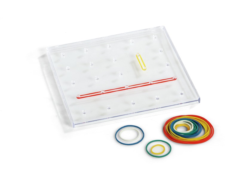 Geobrett transparent mit 24 Gummibändern, Länge 18,2 cm, ab 6 Jahren