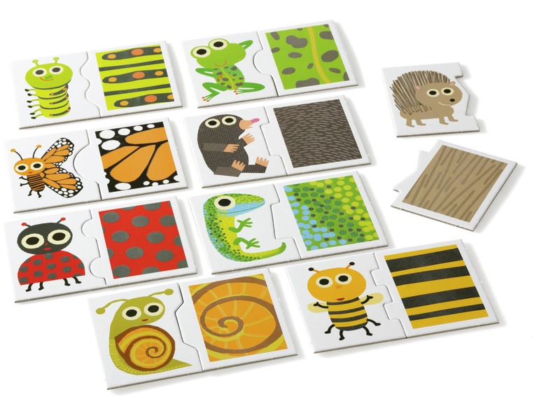 Taktile Puzzles Tiere mit 2 Teilen, Oberflächen ertasten, ab 2 Jahren