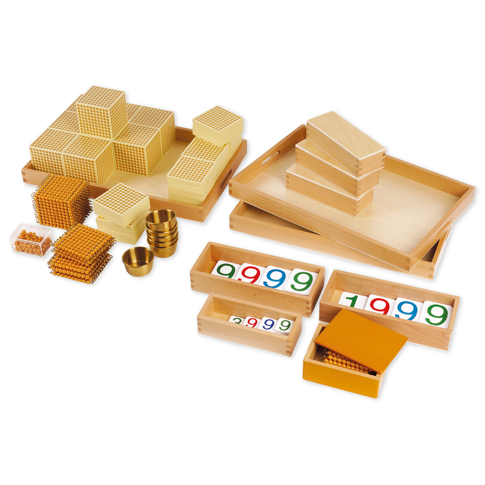 Montessori Goldenes Perlenmaterial, Komplettsatz aus Kunststoff