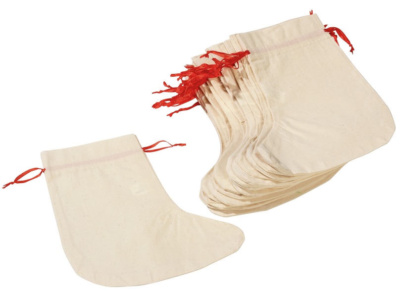 Adventskalender Stoffsocken aus Baumwolle zum Befüllen und Gestalten, natur