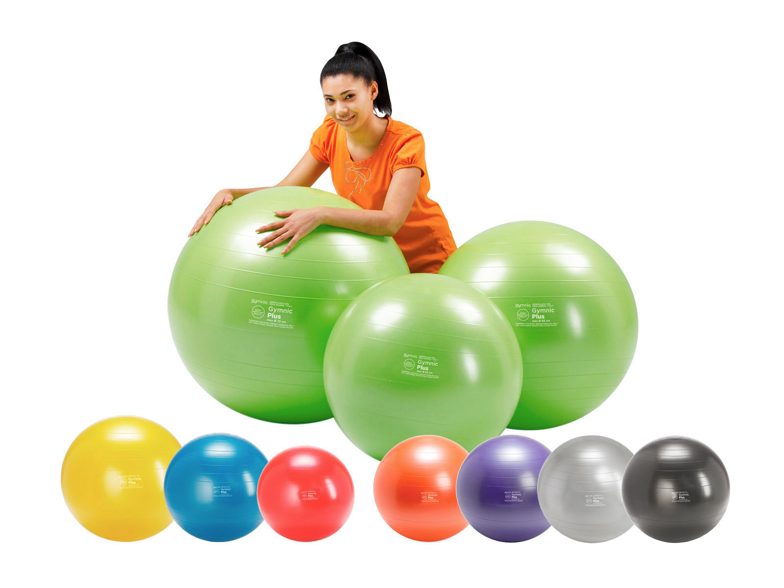 Gymnastikball Gymnic Plus, Ø 75 cm, BRQ, limonengrün