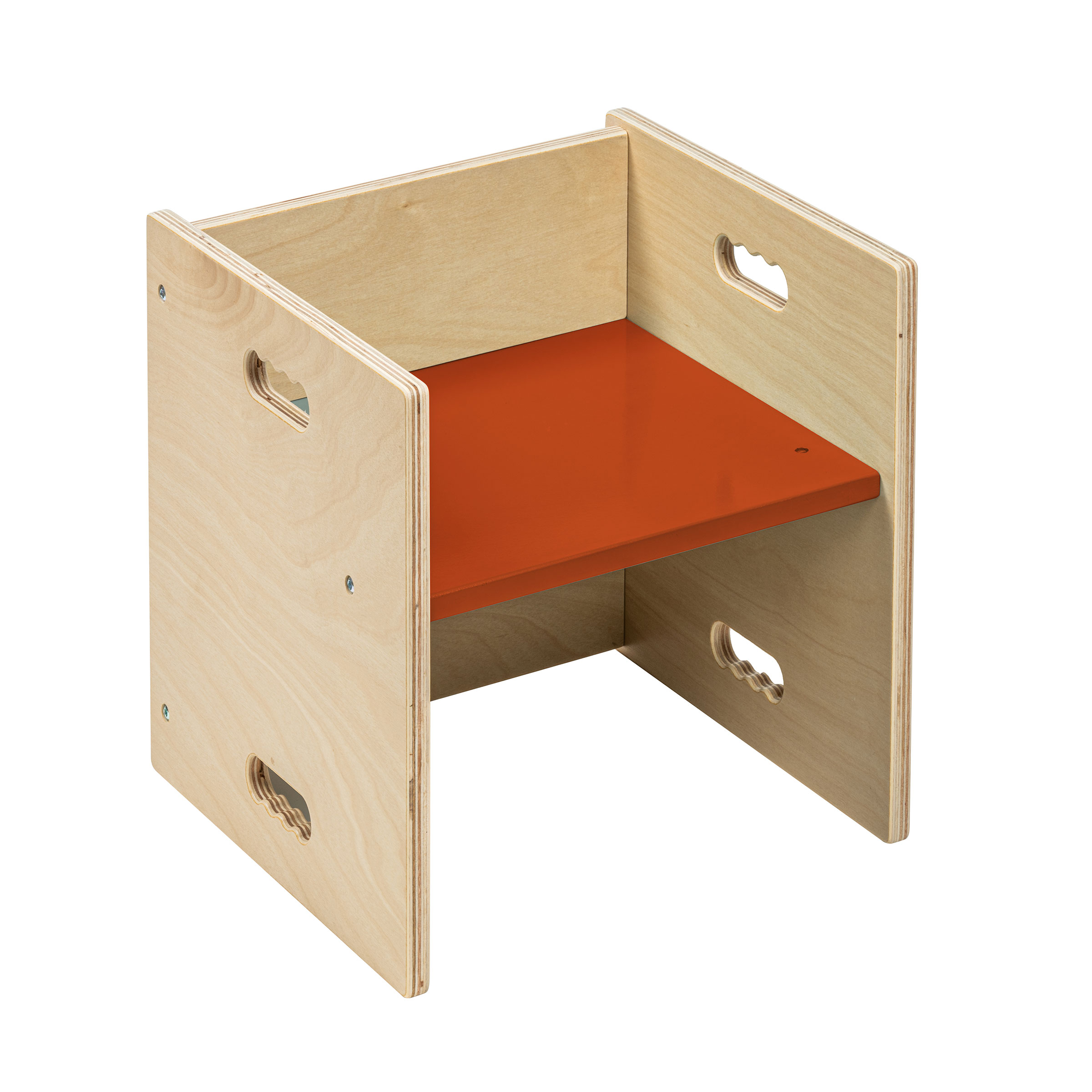 Kubenstuhl 33 x 33 cm, Indischrot – Stuhl mit 2 Sitzhöhen
