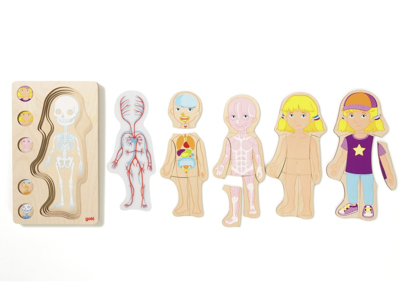 Schichtpuzzle Der menschliche Körper Mädchen aus Holz, 5 Ebenen, ab 4 Jahren