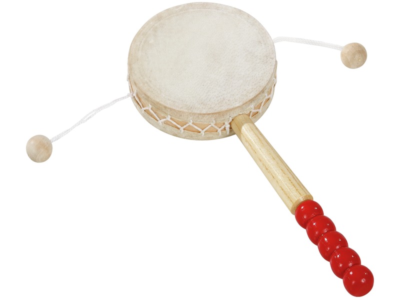 Handtrommel mit 2 Schlagkugeln, Rhythmusinstrument aus Holz, ab 5 Jahren