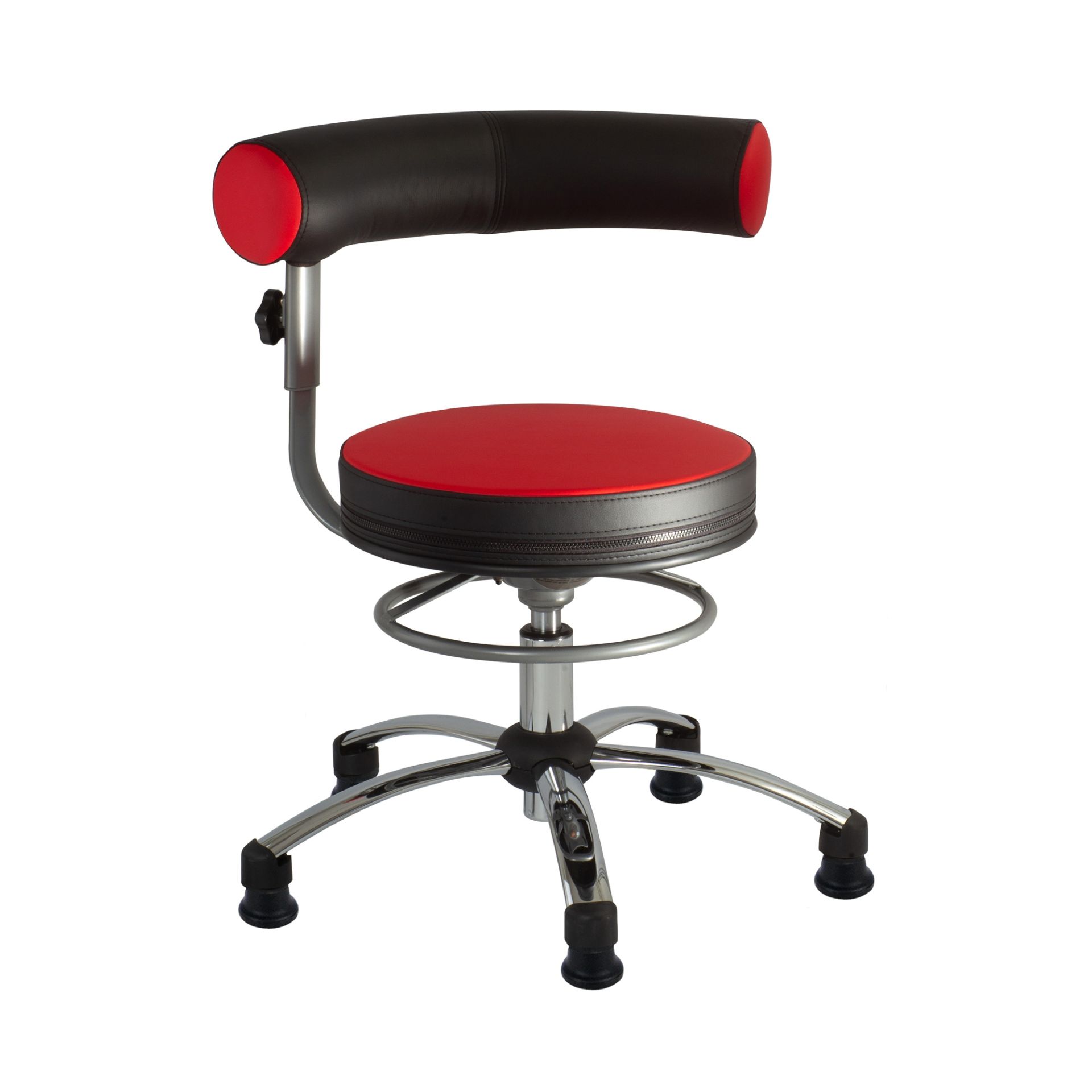 Sanus Gesundheitsstuhl 46-54 cm mit höhenverstellbarer Lehne, Kunstleder rot/schwarz, mit Gleiter