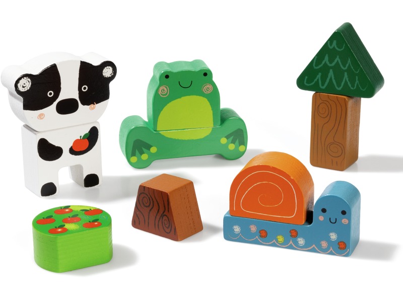 2-in-1-Steckspiel Konstruktion aus Holz zum Stapeln, 10 Teile, ab 18 Monaten